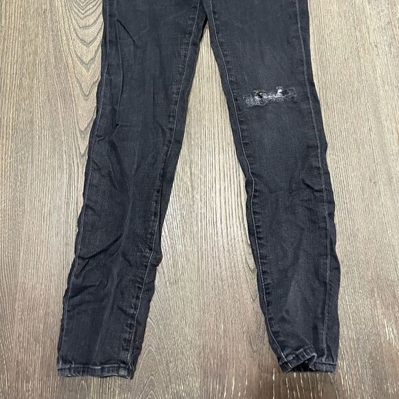 AG Adriano Goldschmied Jeans The Legging Super Skinny Distressed Black Size 27R - Picture 2 of 12